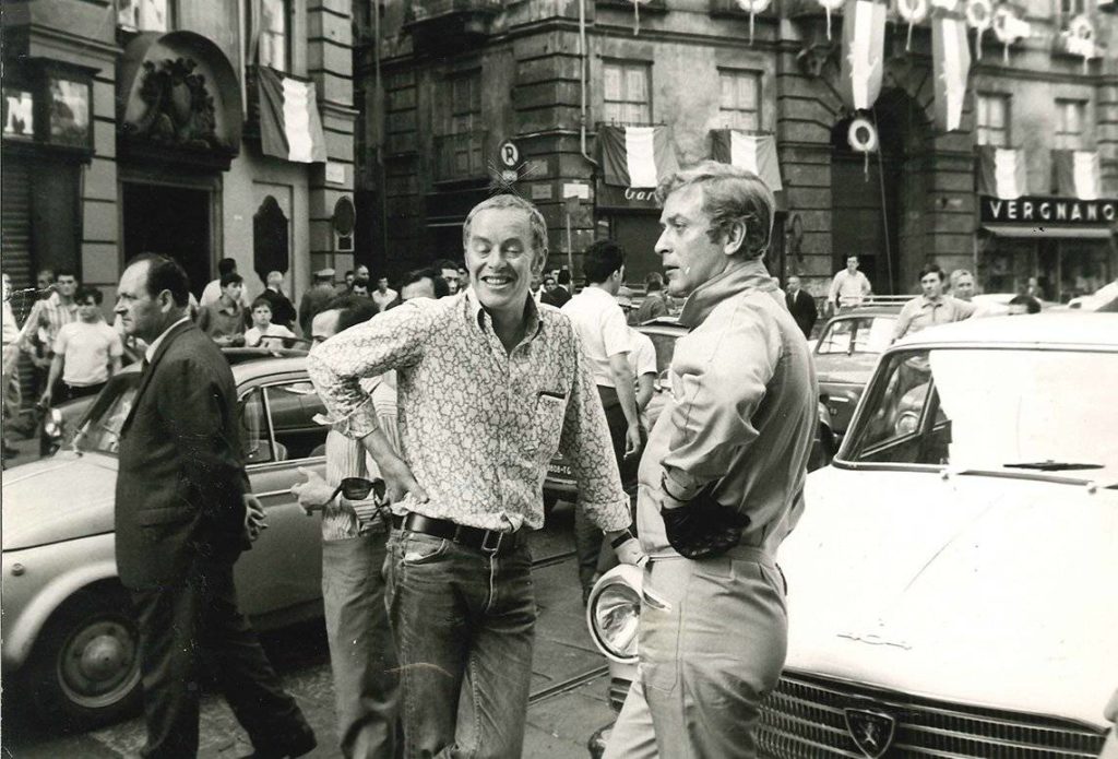 Michael Deeley and Michael Caine on the set of The Italina Job (1969)